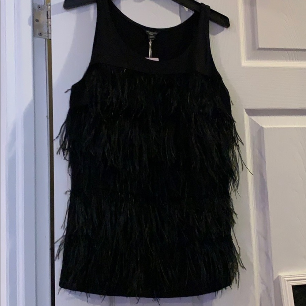 Ann Taylor XSP cotton tank with feather detail